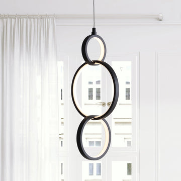 Loop 7.75" Adjustable Integrated LED Metal Ring Pendant - JONATHAN Y